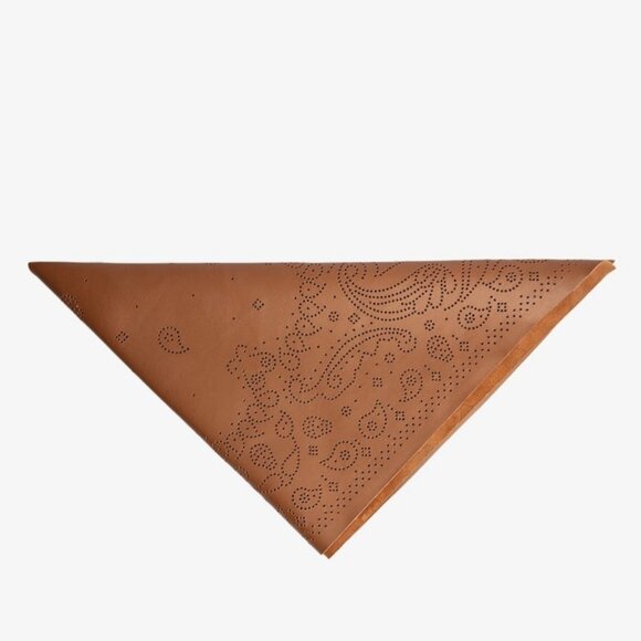 ZADIG & VOLTAIRE Women's Bandy Triangle Leather Scarf Size OS In Tawny - Picture 2 of 5